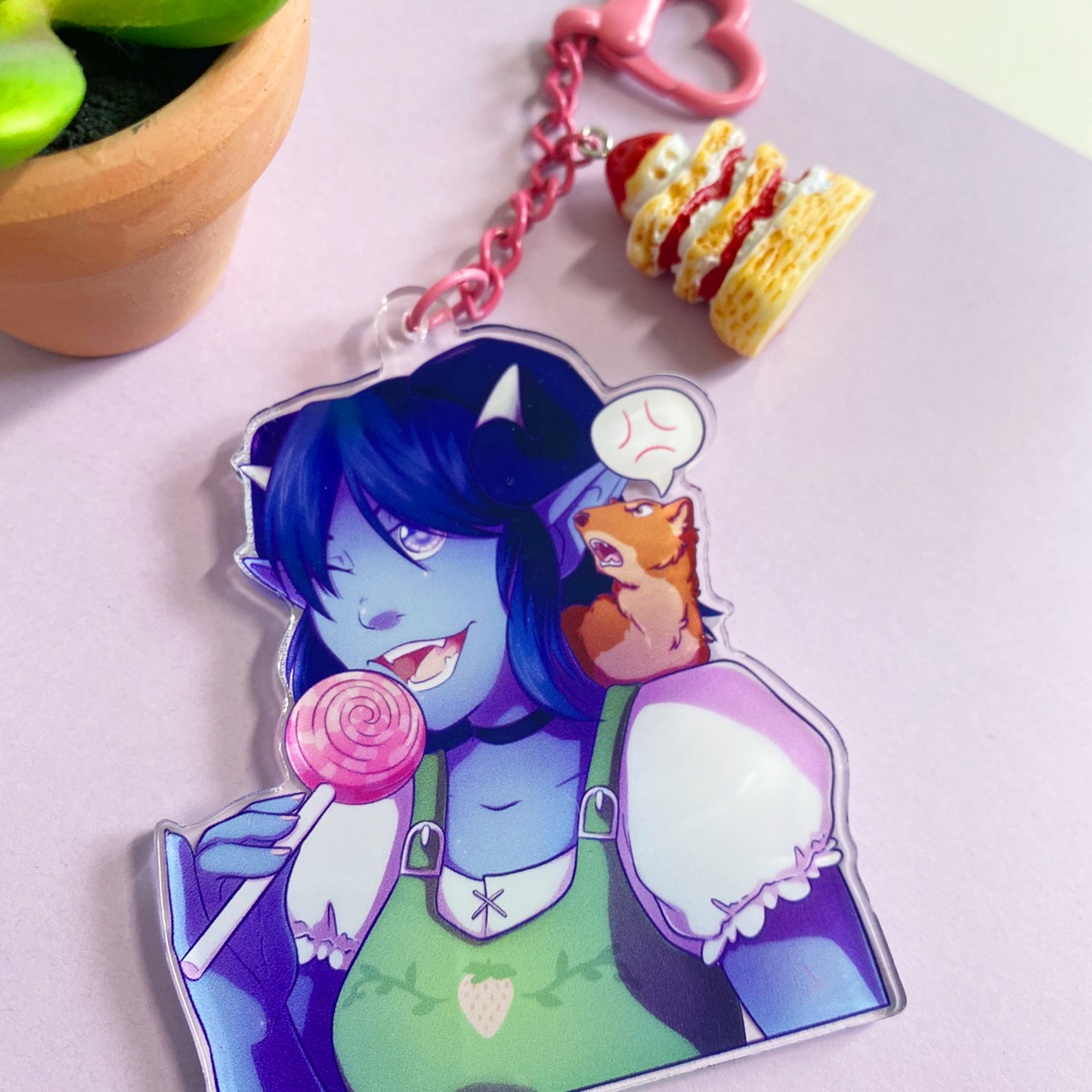 Cute Jester and Sprinkle Keychain with Cake Charm