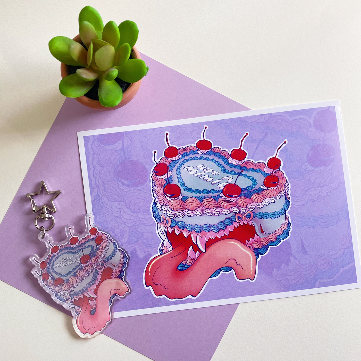 I swear its just a Cute Cake Bundle NOT a Mimic (Print, Sticker, & Keychain)