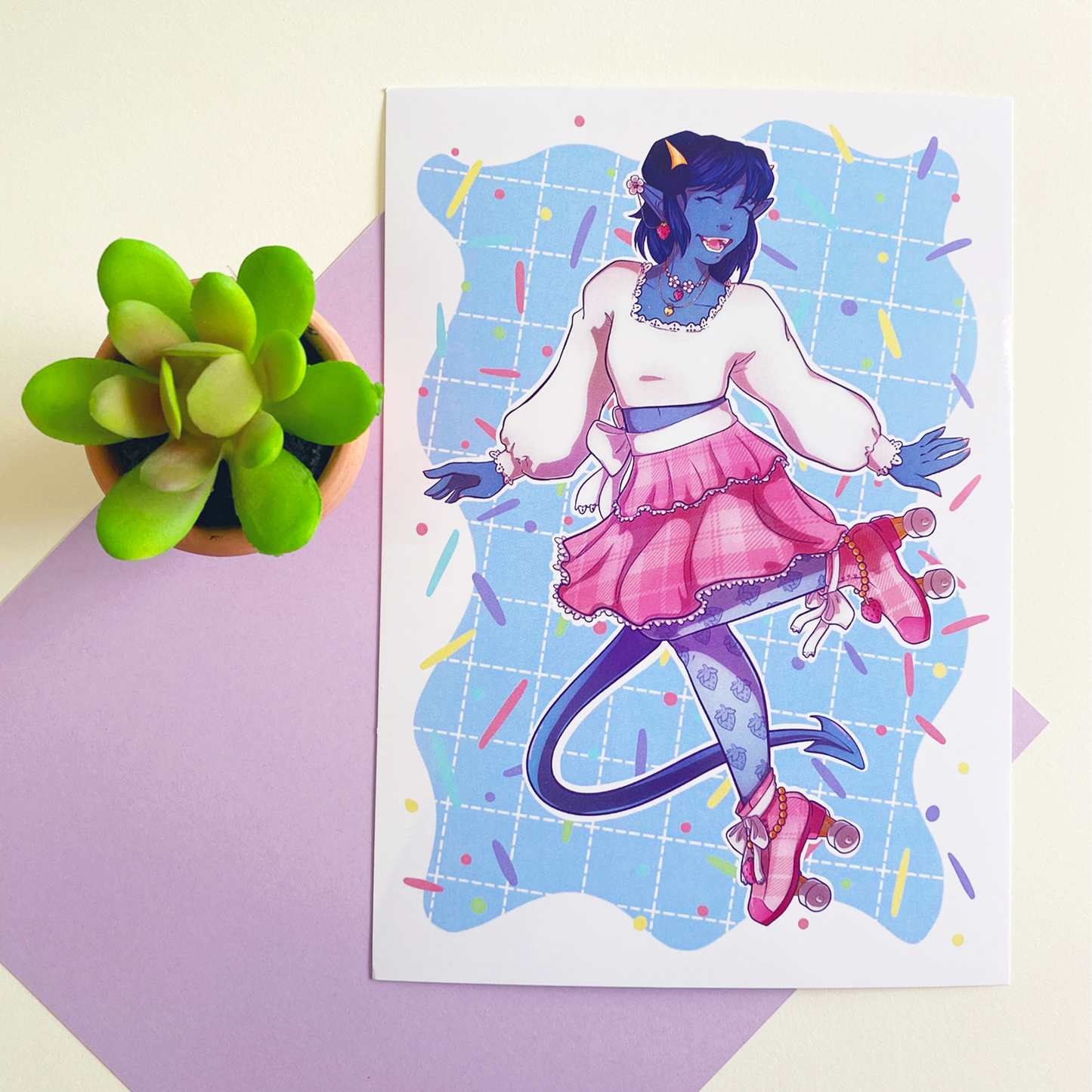 Strawberry Jester Bundle (Print, Keychain, and Post-it)