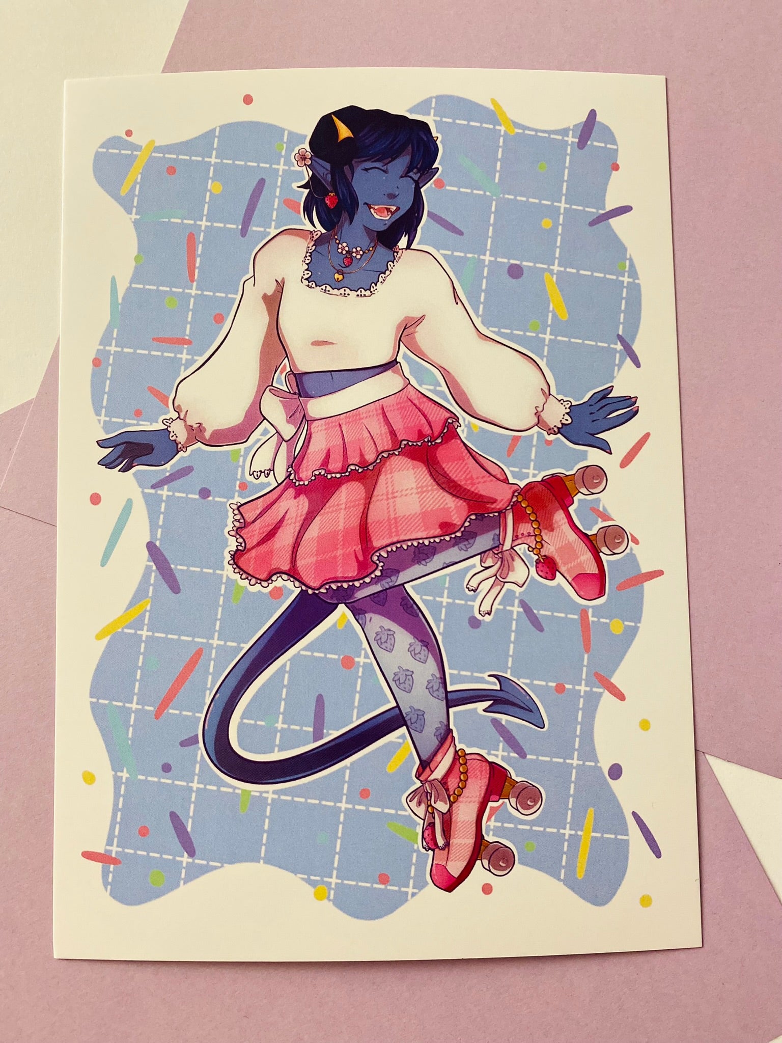 Original Fan Art Print Strawberry Jester 5 x 7 – Skye’s Art Studio