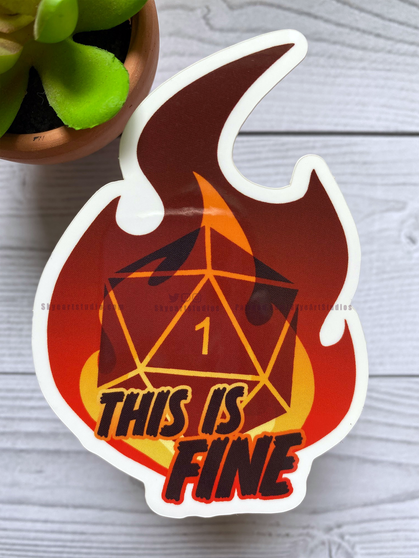 [LAST CHANCE] D20 'This is Fine' D&D Decal Sticker