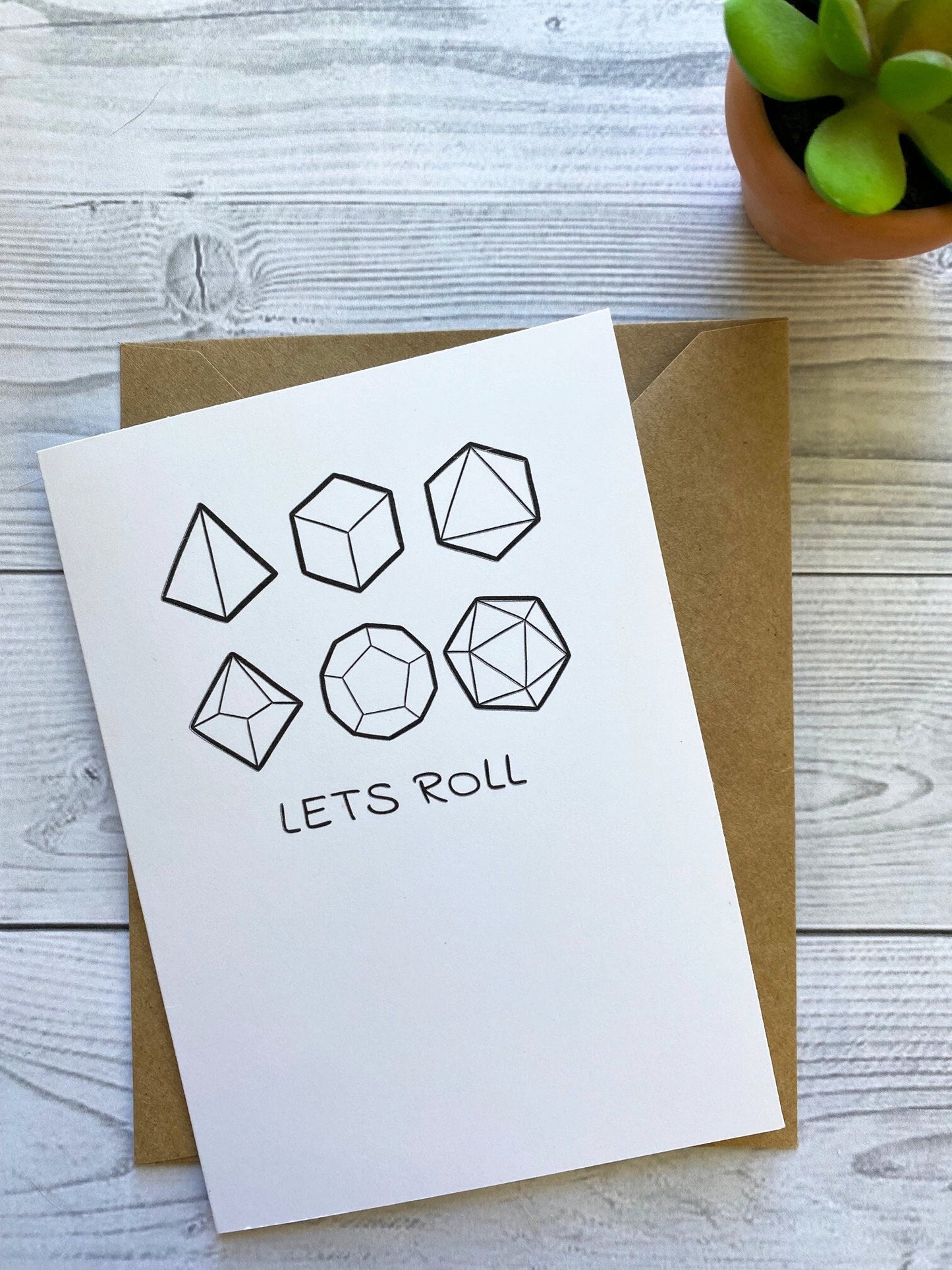 DnD Greeting Card 3 Set "Let's Roll" Blank Inside